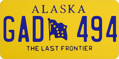 AK license plate GAD494