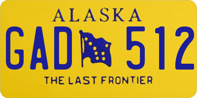 AK license plate GAD512