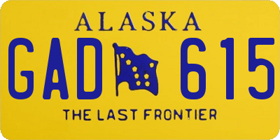 AK license plate GAD615