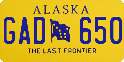 AK license plate GAD650