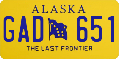 AK license plate GAD651