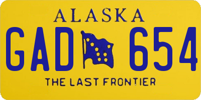 AK license plate GAD654