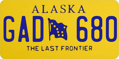 AK license plate GAD680