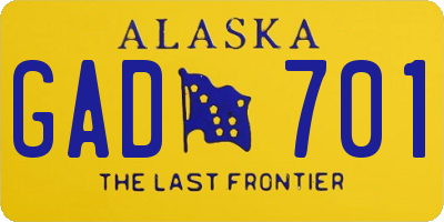 AK license plate GAD701