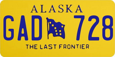 AK license plate GAD728