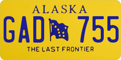 AK license plate GAD755