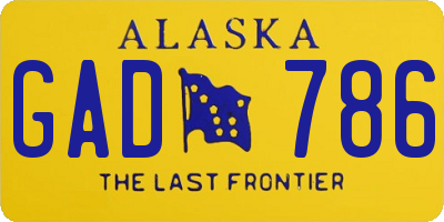 AK license plate GAD786