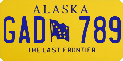 AK license plate GAD789
