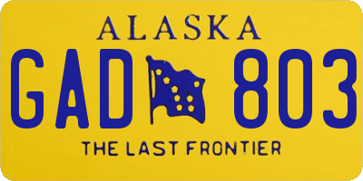 AK license plate GAD803
