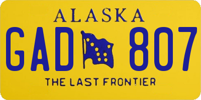 AK license plate GAD807