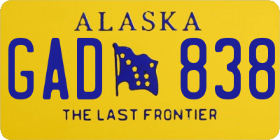 AK license plate GAD838