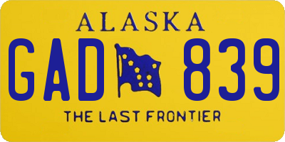 AK license plate GAD839