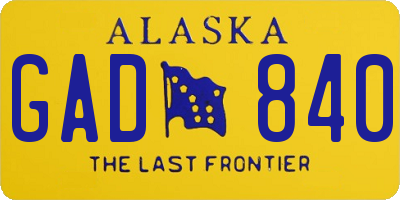 AK license plate GAD840