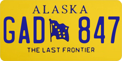 AK license plate GAD847