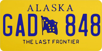 AK license plate GAD848