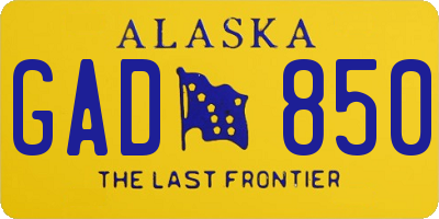 AK license plate GAD850