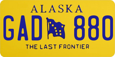 AK license plate GAD880