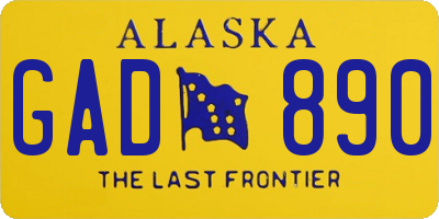 AK license plate GAD890