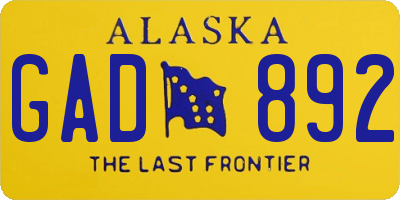 AK license plate GAD892