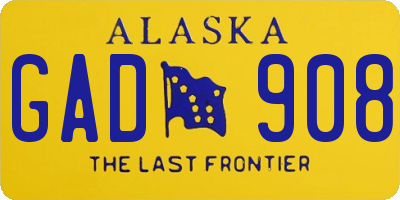 AK license plate GAD908