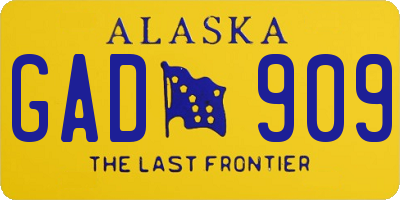 AK license plate GAD909