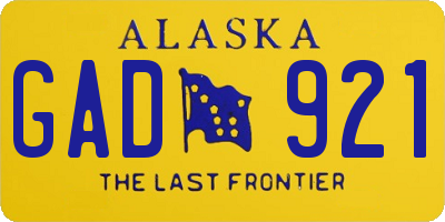 AK license plate GAD921