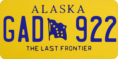 AK license plate GAD922