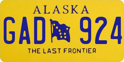 AK license plate GAD924