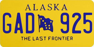 AK license plate GAD925