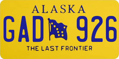 AK license plate GAD926