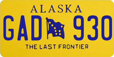 AK license plate GAD930