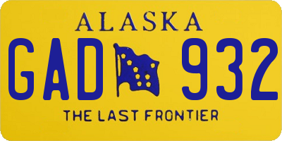 AK license plate GAD932