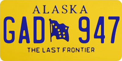 AK license plate GAD947