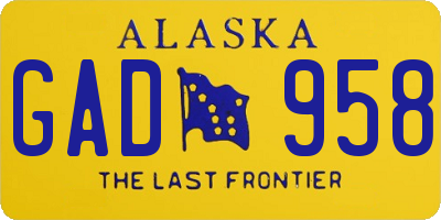 AK license plate GAD958