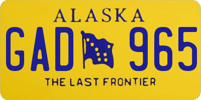AK license plate GAD965