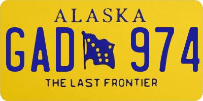 AK license plate GAD974