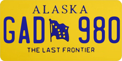 AK license plate GAD980