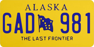 AK license plate GAD981