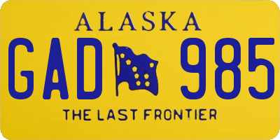 AK license plate GAD985