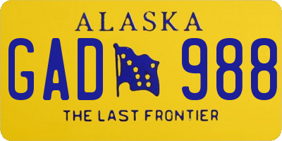 AK license plate GAD988