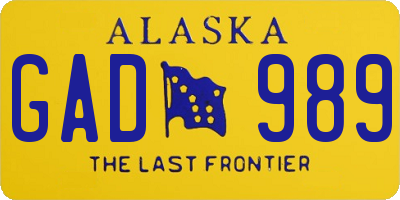 AK license plate GAD989