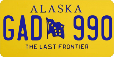 AK license plate GAD990