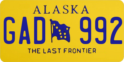 AK license plate GAD992