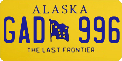 AK license plate GAD996