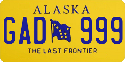 AK license plate GAD999