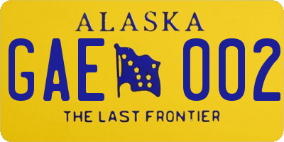 AK license plate GAE002