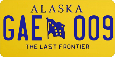 AK license plate GAE009