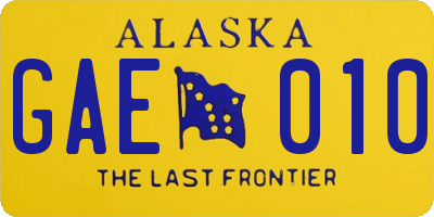 AK license plate GAE010