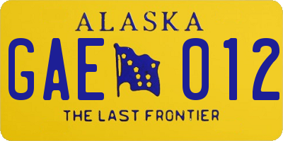 AK license plate GAE012