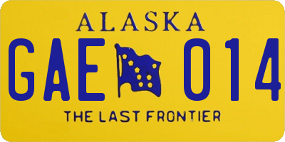 AK license plate GAE014